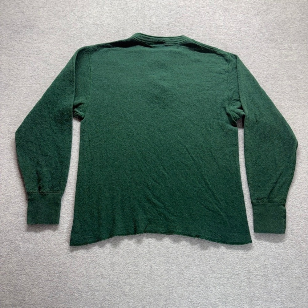 Vintage LL Bean River Drivers Shirt Womens Medium Green Wool Blend Henley - Picture 2 of 8